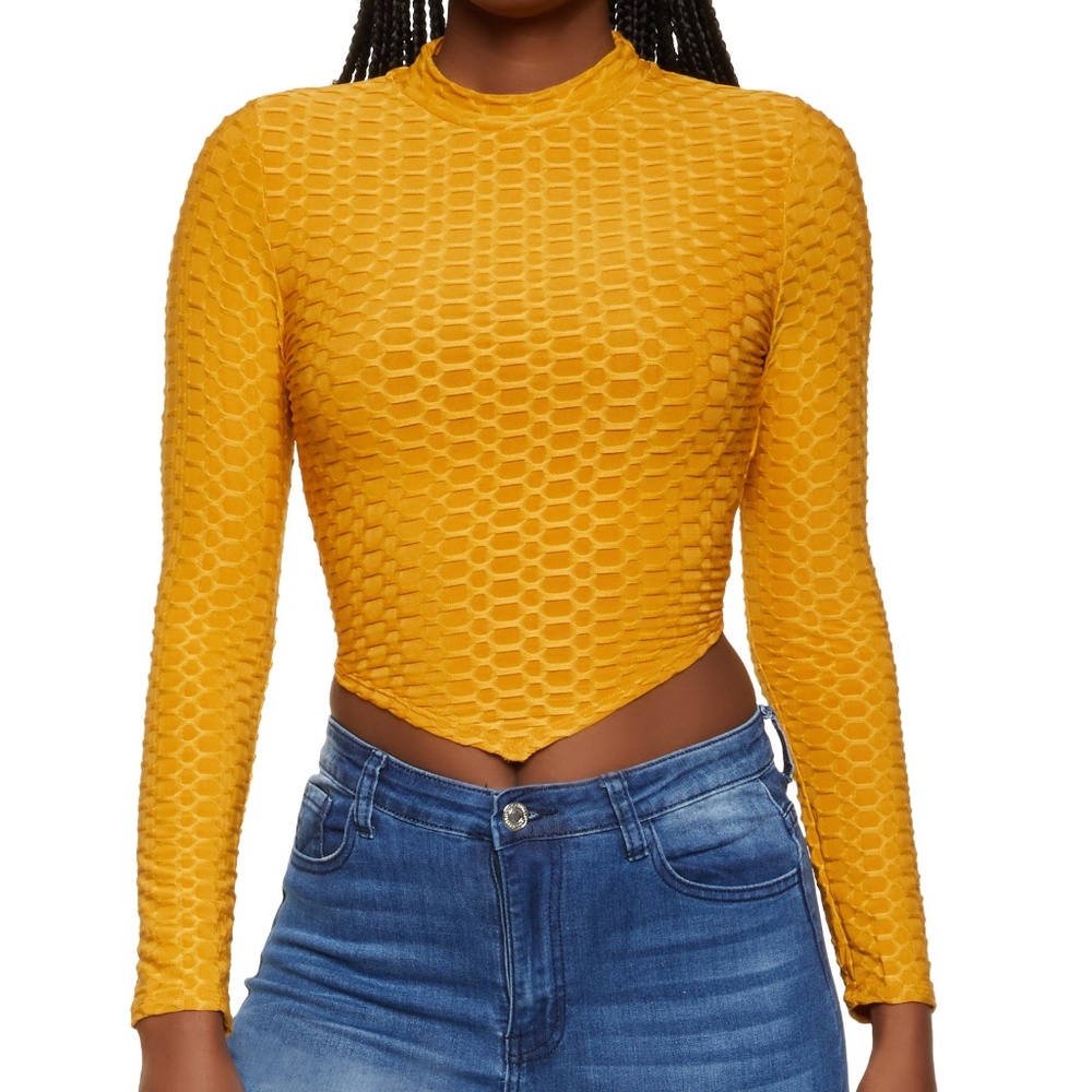 Honey comb Long Sleeve Top
